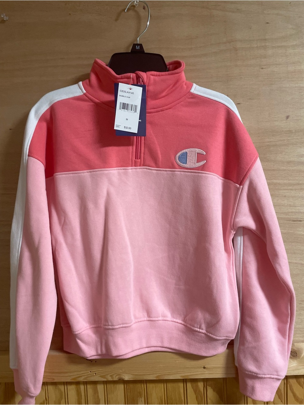 Champion Two-Tone Pink Half-Zip Pullover Jacket Kids Size M.